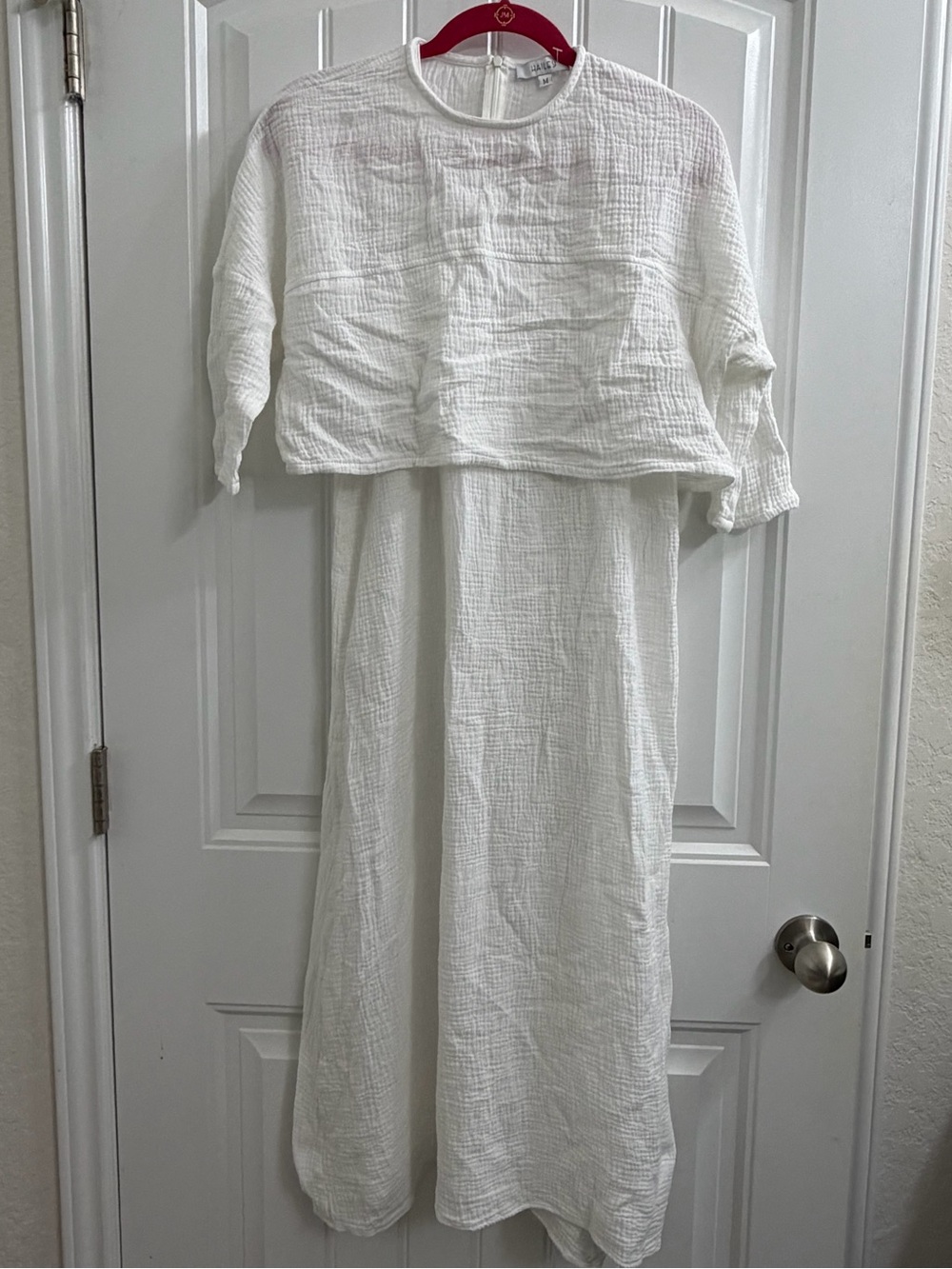 Hailey Lightweight White Midi Dress with Layered Bodice 100% cotton size M